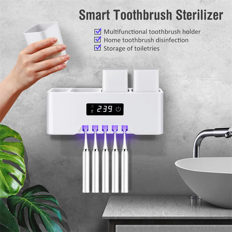 UV Toothbrush Holder Automatic Toothpaste Dispenser Squeezers Wall Toothbrush Sterilizer LED Displayed For Household Bathroom
UV Toothbrush Holder Automatic Toothpaste Dispenser Squeezers Wall Toothbrush Sterilizer LED Displayed For Household Bathroom