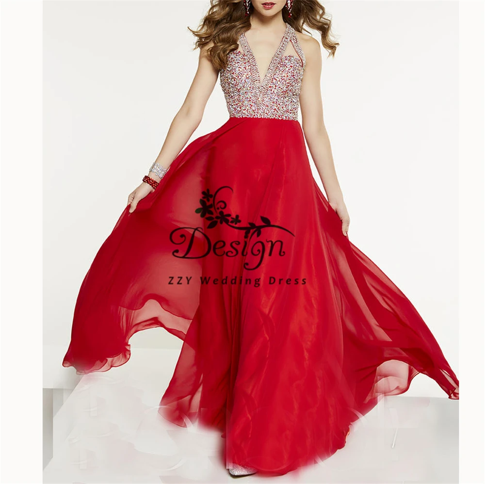 Prom Dresses 2019 Deep V-Neck Chiffon Beading Crystals Prom Illusion Beading Custom-Made vestido de formatura
Prom Dresses 2019 Deep V-Neck Chiffon Beading Crystals Prom Illusion Beading Custom-Made vestido de formatura