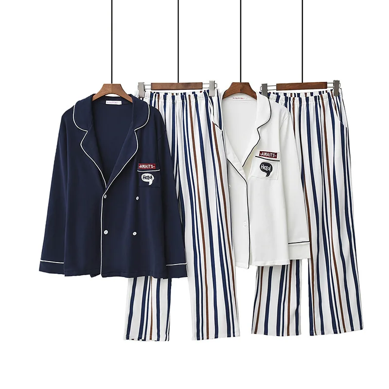 2020 New Spring Korean Version Of Comfortable Cotton Long Sleeve Home Wear Lovers Striped Pajamas Set Lounge Wear Plus Size
2020 New Spring Korean Version Of Comfortable Cotton Long Sleeve Home Wear Lovers Striped Pajamas Set Lounge Wear Plus Size