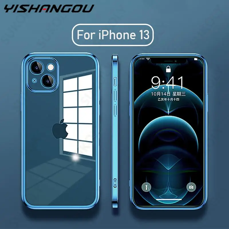 Мягкий силиконовый чехол с квадратным покрытием для iPhone 13 14 12 11 Pro Max X XS 7 8 Plus SE2022