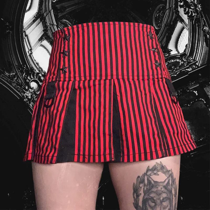 2021 Vintage Pastel Goth Red Striped High Waist Pleated Skirts Y2K Streetwear A-line Mini Skirt E-Girl Outfits Five-Pointed Star 
2021 Vintage Pastel Goth Red Striped High Waist Pleated Skirts Y2K Streetwear A-line Mini Skirt E-Girl Outfits Five-Pointed Star