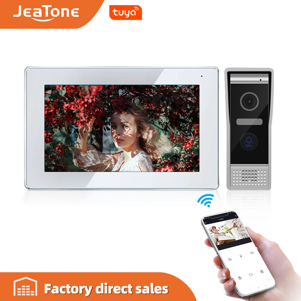 

Jeatone 7'' WiFi Tuya IP Video Door Phone Intercom Video Doorbell Villa Apartment Access Control System with Motion Detection