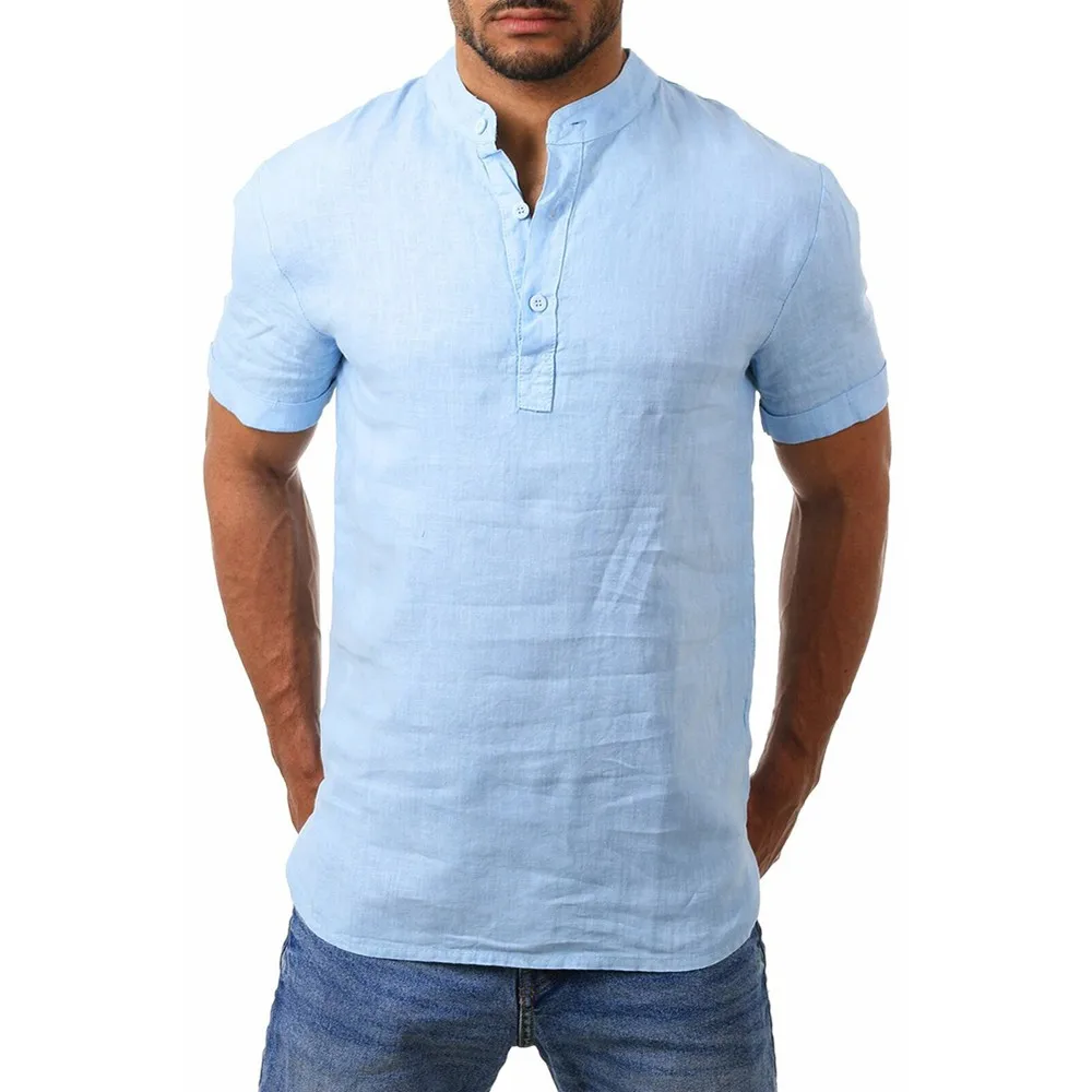 Men Short Sleeve Button Shirt Stand Collar Summer Casual Loose Blouse Tee Tops Short Sleeve Button Shirt Stand Collar Summe
Men Short Sleeve Button Shirt Stand Collar Summer Casual Loose Blouse Tee Tops Short Sleeve Button Shirt Stand Collar Summe