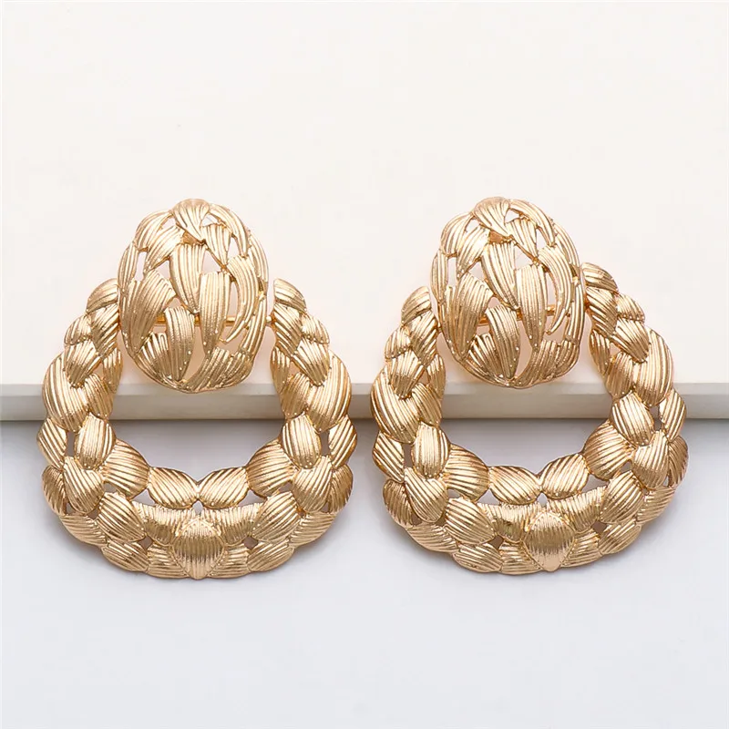 

Hot Gold Metal Drop Earrings Charm Hollow Jewelry Accessories Statement Hanging Dangle Pendientes Bijoux For Women Wholesale