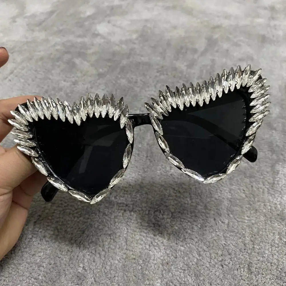 Роскошные солнцезащитные очки с бриллиантами привлекательные треугольные