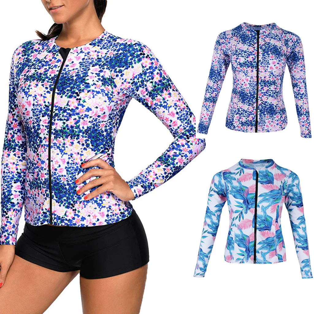 Women Girls Lady Long Sleeve Zip Front Flower Pattern Swimsuit Top Bathing Suit Surfing Wear Beach Rashguard
Women Girls Lady Long Sleeve Zip Front Flower Pattern Swimsuit Top Bathing Suit Surfing Wear Beach Rashguard