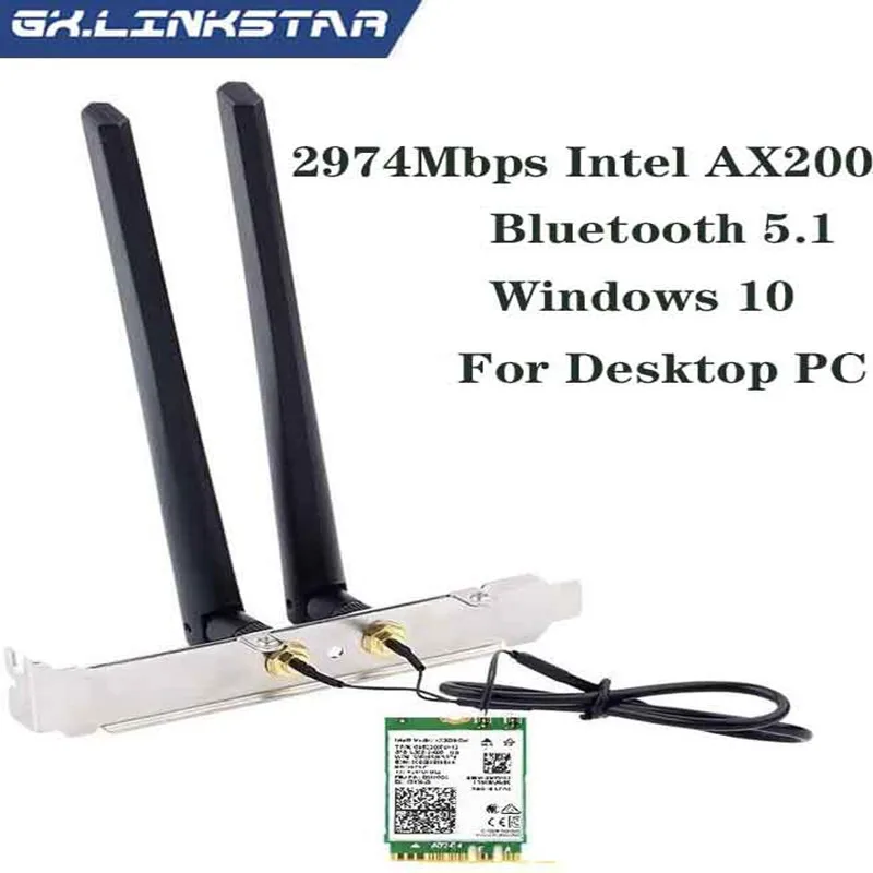 2974 Мбит/с Wi-Fi 6 802.11ax комплект для настольного компьютера Intel AX200 Bluetooth 5,1 Wifi антенна карта 2,4G/5 ГГц MU-MIMO AX200NGW Wifi адаптер для ПК
2974 Мбит/с Wi-Fi 6 802.11ax комплект для настольного компьютера Intel AX200 Bluetooth 5,1 Wifi антенна карта 2,4G/5 ГГц MU-MIMO AX200NGW Wifi адаптер для ПК