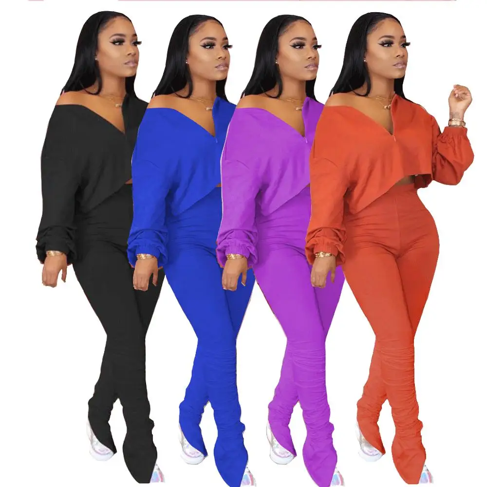 Fashion Stacked Pants Joggers Set Pleated Crop Top + Long Pants Leggings Suit Solid Color Outfit tracksuit Clothes For Women
Fashion Stacked Pants Joggers Set Pleated Crop Top + Long Pants Leggings Suit Solid Color Outfit tracksuit Clothes For Women