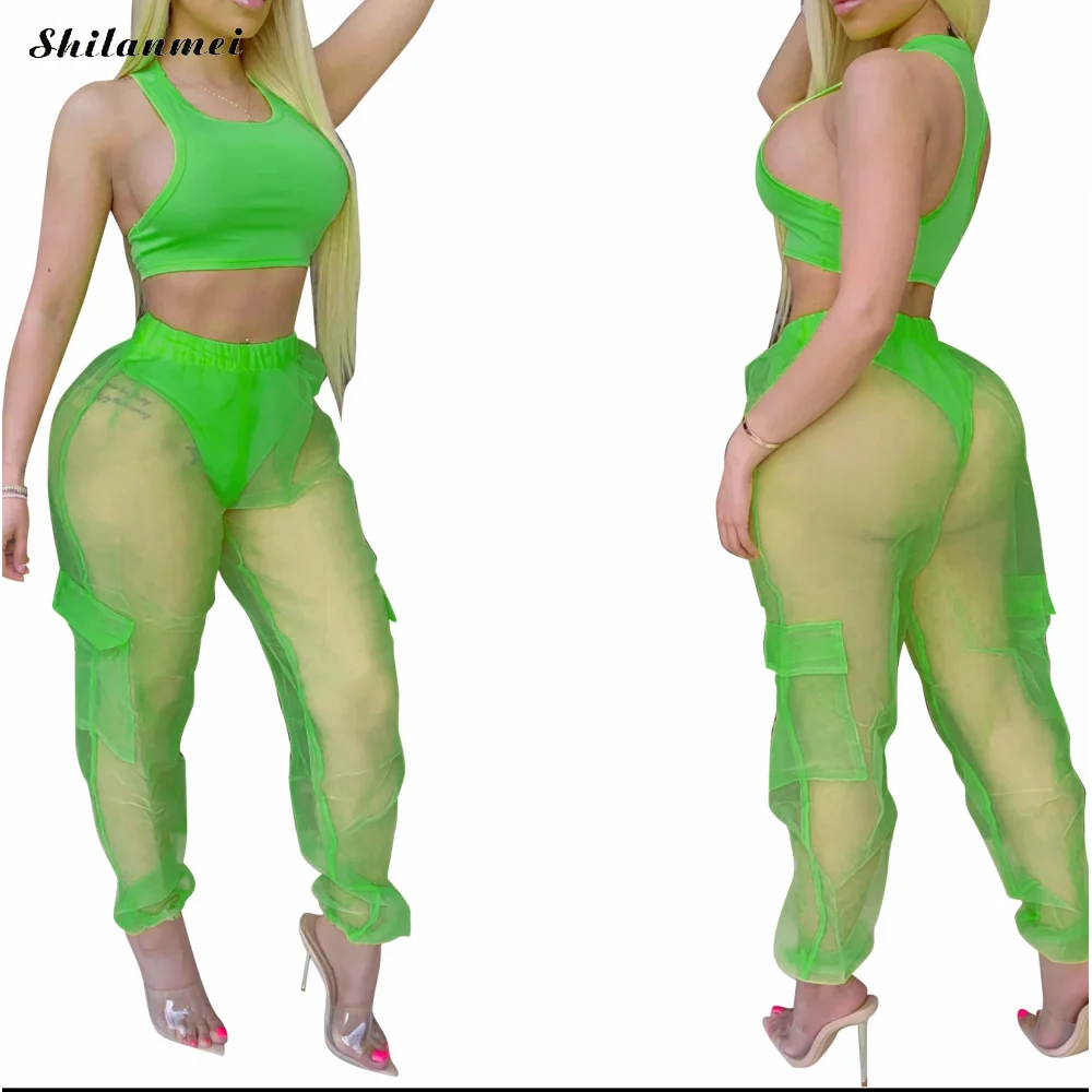 Women Solid Color Crop Top And Sheer Mesh Pants Sexy 2pcs Outfits Bodysuit Sexy Club Outfit Mesh Hollow Two Piece Jumpsuit Set
Women Solid Color Crop Top And Sheer Mesh Pants Sexy 2pcs Outfits Bodysuit Sexy Club Outfit Mesh Hollow Two Piece Jumpsuit Set