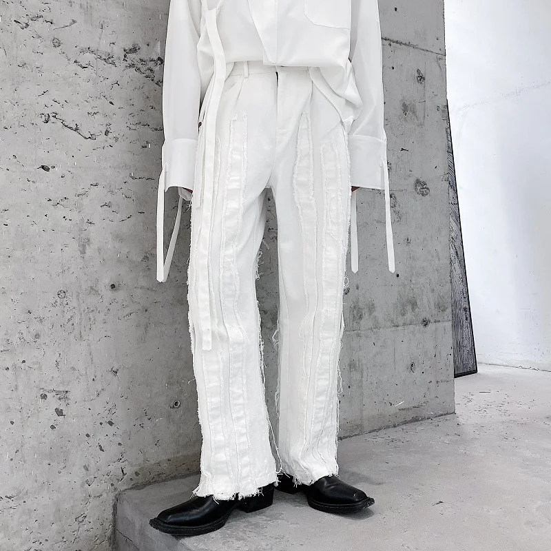 Broken Edge Stripe Splice Casual Straight Pant Male Streetwear Hip Hop Gothic Black White Trousers Japan Harajuku Korea Pant
Broken Edge Stripe Splice Casual Straight Pant Male Streetwear Hip Hop Gothic Black White Trousers Japan Harajuku Korea Pant