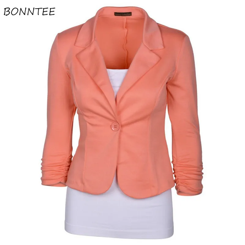 Blazers Women Short Candy Color Simple All-match Elegant Ladies Slim Single Button Blazer Womens Soft Daily Korean Style Coats
Blazers Women Short Candy Color Simple All-match Elegant Ladies Slim Single Button Blazer Womens Soft Daily Korean Style Coats