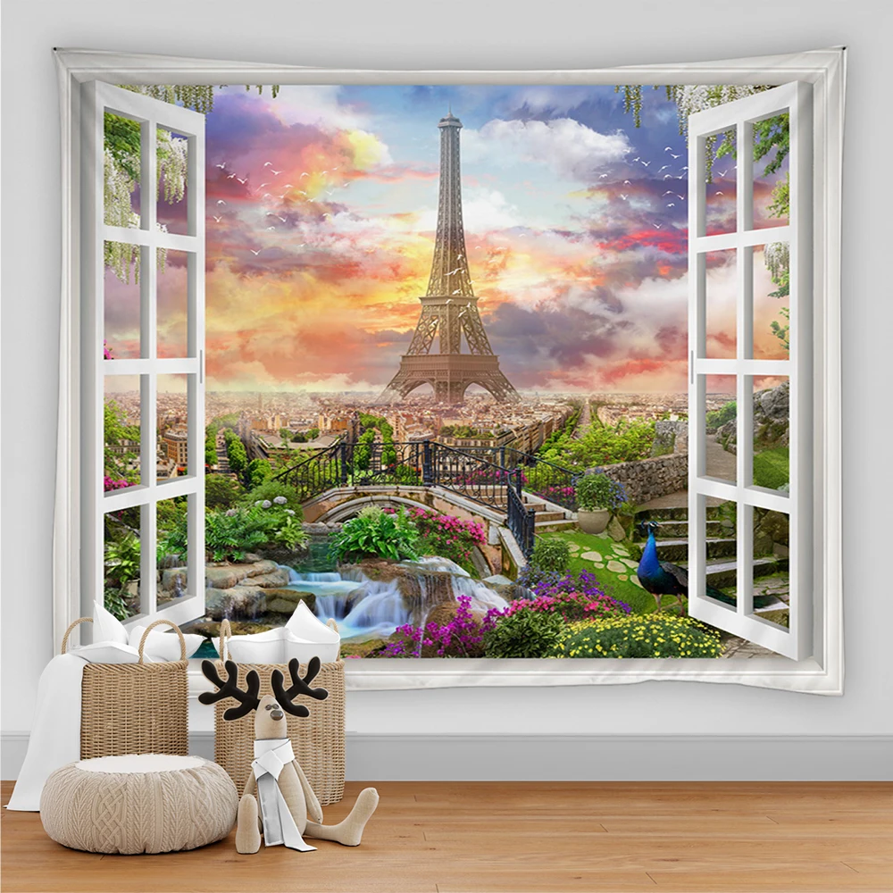 

Paris Iron Tower landscape Tapestry Indian Mandala Tapestry Wall Hanging Tapestries Boho Bedroom Wall Rug Couch Blanket 8 Size