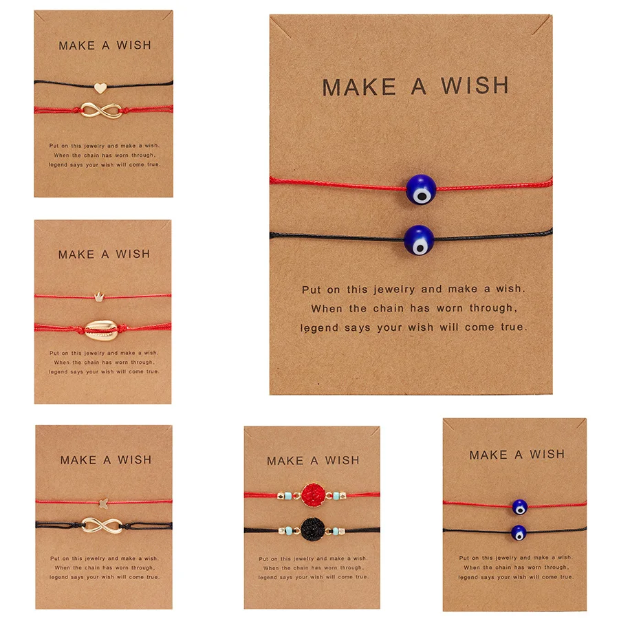 2 шт./компл. браслет для влюбленных Forever Love Infinity Evil Eye Lucky красные браслеты женские и