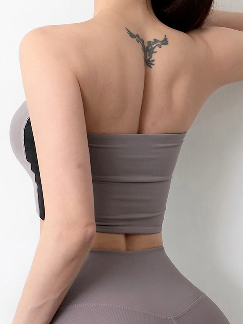 Feminine tube top stitching contrast color sports beauty back underwear gathered to shape shockproof yoga vest fitness bra
Feminine tube top stitching contrast color sports beauty back underwear gathered to shape shockproof yoga vest fitness bra