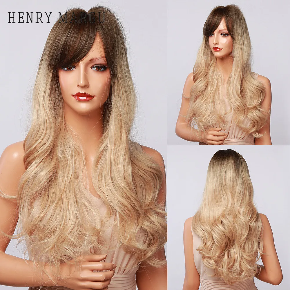 HENRY MARGU Long Wavy Synthetic Wigs Dark Root Ombre Black Blonde Cosplay Wigs with Side Bangs High Tempeqrature Wigs for Women
HENRY MARGU Long Wavy Synthetic Wigs Dark Root Ombre Black Blonde Cosplay Wigs with Side Bangs High Tempeqrature Wigs for Women