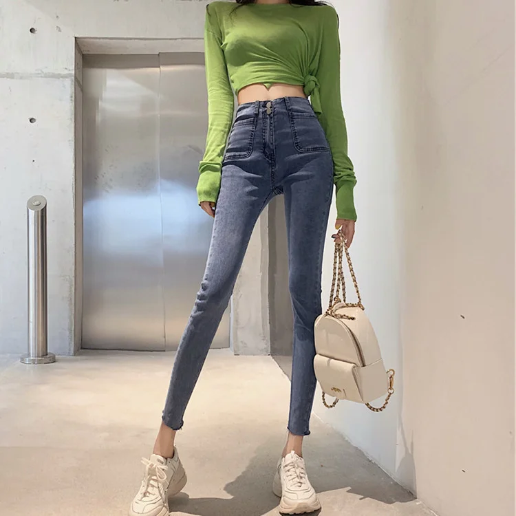 2021 Autumn Korean Version High Waist Skinny Jeans Women Ins Korean Version Slim Fit Elastic Raw Nine Point Pencil Pants
2021 Autumn Korean Version High Waist Skinny Jeans Women Ins Korean Version Slim Fit Elastic Raw Nine Point Pencil Pants