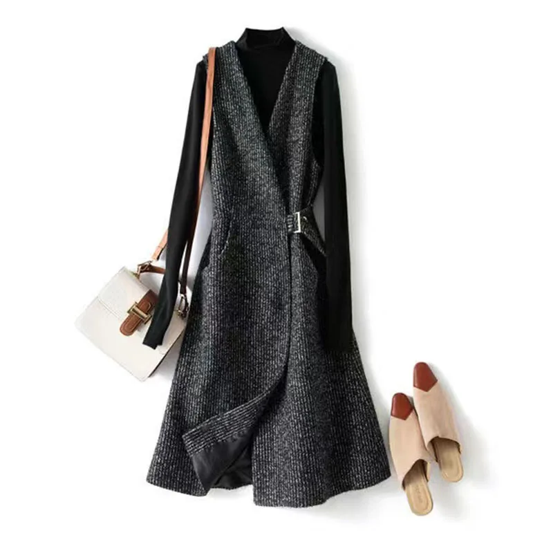 2021 Autumn Winter New Plus Size Mid-Length Waistcoat Coarse Knit Dress + Knitted Bottoming Shirt Two-Piece Fashion Suit O242
2021 Autumn Winter New Plus Size Mid-Length Waistcoat Coarse Knit Dress + Knitted Bottoming Shirt Two-Piece Fashion Suit O242