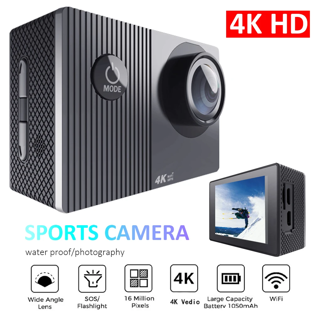 4K 60Fps Action Camera with Touch Screen Ultra HD 13m Waterproof Underwater DV Camcorder for Swimming Surfing Water Sports
4K 60Fps Action Camera with Touch Screen Ultra HD 13m Waterproof Underwater DV Camcorder for Swimming Surfing Water Sports