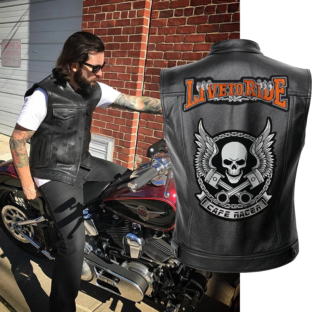 Men Biker Jackets Vest Solid Color Leather Jacket Punk Motorcycle Jacket Embroidery Skull Jacket Short Coats
Men Biker Jackets Vest Solid Color Leather Jacket Punk Motorcycle Jacket Embroidery Skull Jacket Short Coats