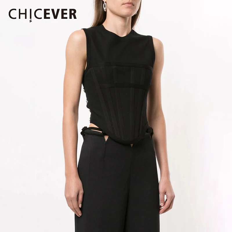 CHICEVER Casual Knitted T Shirt For Women Round Collar Sleeveless Solid Fold Pleated Minimalist T Shirts Female Korean Fashion
CHICEVER Casual Knitted T Shirt For Women Round Collar Sleeveless Solid Fold Pleated Minimalist T Shirts Female Korean Fashion