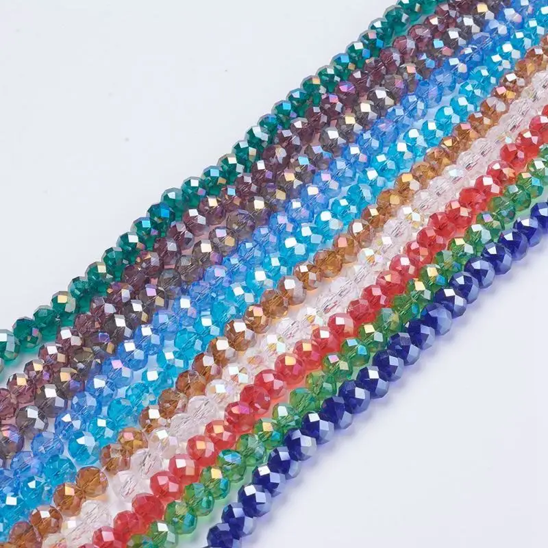 

10 Strands 8x6mm Electroplate Glass Beads Loose Spacer Beads AB Color Plated Faceted Rondelle for Jewelry Making DIY Craft