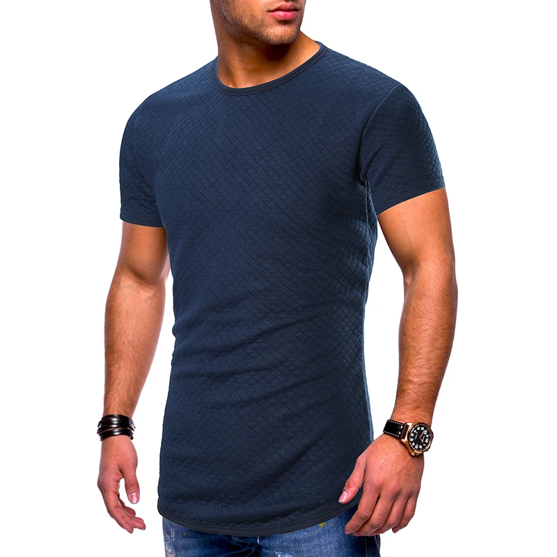 2019 Men's O-neck T-shirts Summer Gyms Tees Tops Plaid Design Tshirts Arc Hem Male Fitness Clothing Drop Shipping
2019 Men's O-neck T-shirts Summer Gyms Tees Tops Plaid Design Tshirts Arc Hem Male Fitness Clothing Drop Shipping