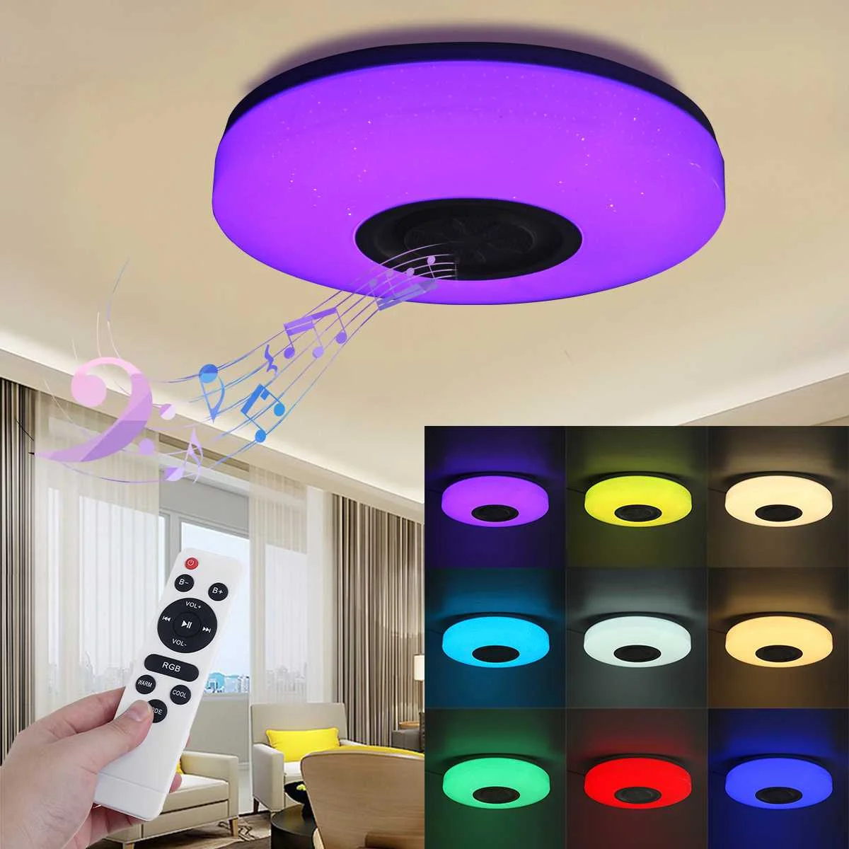 Star Lampshade 72W 36CM Led Ceiling Light Speaker bluetooth Smart Rgb Light Modern Ceiling Led Lights for Living Room Bedroom 
Star Lampshade 72W 36CM Led Ceiling Light Speaker bluetooth Smart Rgb Light Modern Ceiling Led Lights for Living Room Bedroom