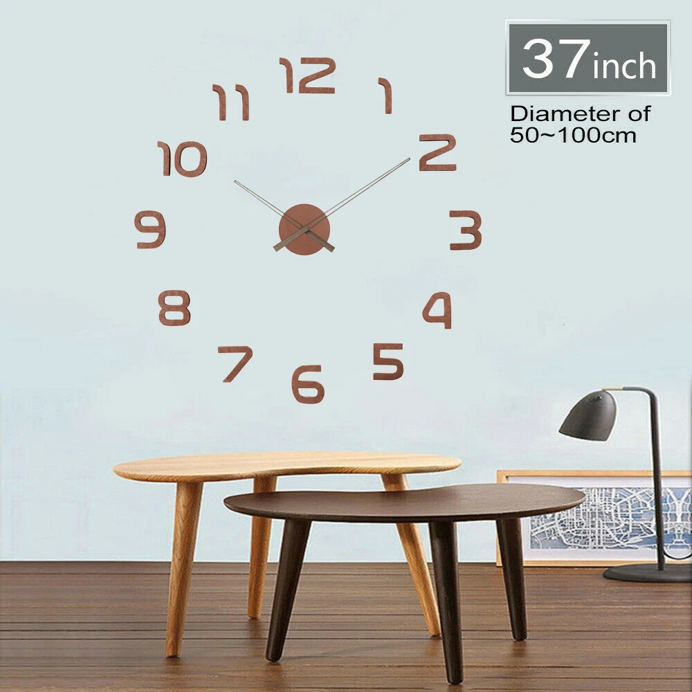 New Wooden DIY Wall Clock 3D Wooden Clocks Home Office Decor DIY Adhesive Wall Clock Sticker In Wall Decorative Reloj De Pared