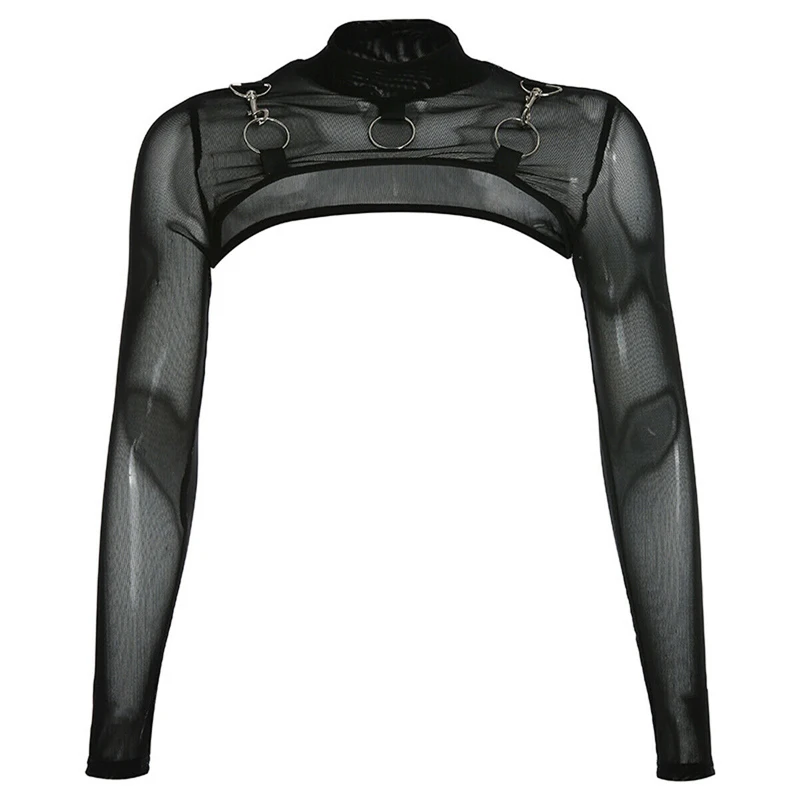Summer Sexy Mesh See Through T-Shirts Black O-Neck Long Sleeve Turtleneck Sheer Transparent Short Crop Tops Sexy Club Party Top
Summer Sexy Mesh See Through T-Shirts Black O-Neck Long Sleeve Turtleneck Sheer Transparent Short Crop Tops Sexy Club Party Top