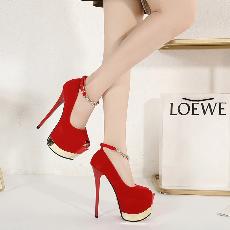 2022 New Suede Shoes Woman 16CM High Heels Women Pumps Red Stiletto Thin Heel Women's Platfrom Open Toe Plus Size Ankle Strap
2022 New Suede Shoes Woman 16CM High Heels Women Pumps Red Stiletto Thin Heel Women's Platfrom Open Toe Plus Size Ankle Strap