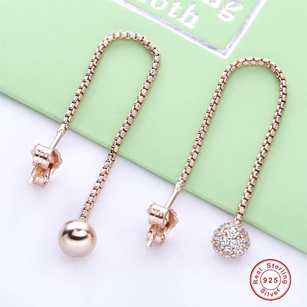 925 Sterling Silver Long Rose Gold Drop Earrings Shine Charm Beads Earrings For Women Jewelry Valentine Day Gift
925 Sterling Silver Long Rose Gold Drop Earrings Shine Charm Beads Earrings For Women Jewelry Valentine Day Gift