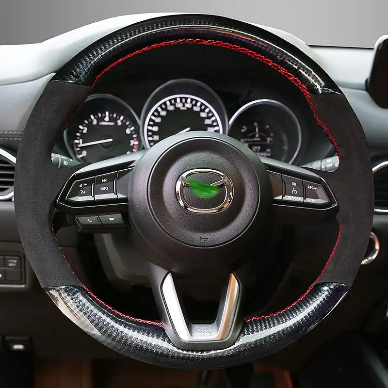 DIY hand-stitched leather suede carbon fiber car steering wheel cover for Mazda 3/6 cx-5 cx-4
DIY hand-stitched leather suede carbon fiber car steering wheel cover for Mazda 3/6 cx-5 cx-4