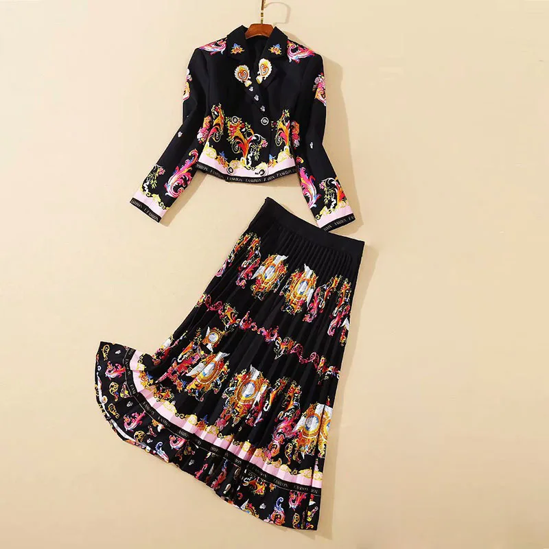 New HIGH QUALITY 2021 Designer Runway Women's Notched Long sleeve short Blazer half skirt vintage Floral Print suit Set
New HIGH QUALITY 2021 Designer Runway Women's Notched Long sleeve short Blazer half skirt vintage Floral Print suit Set