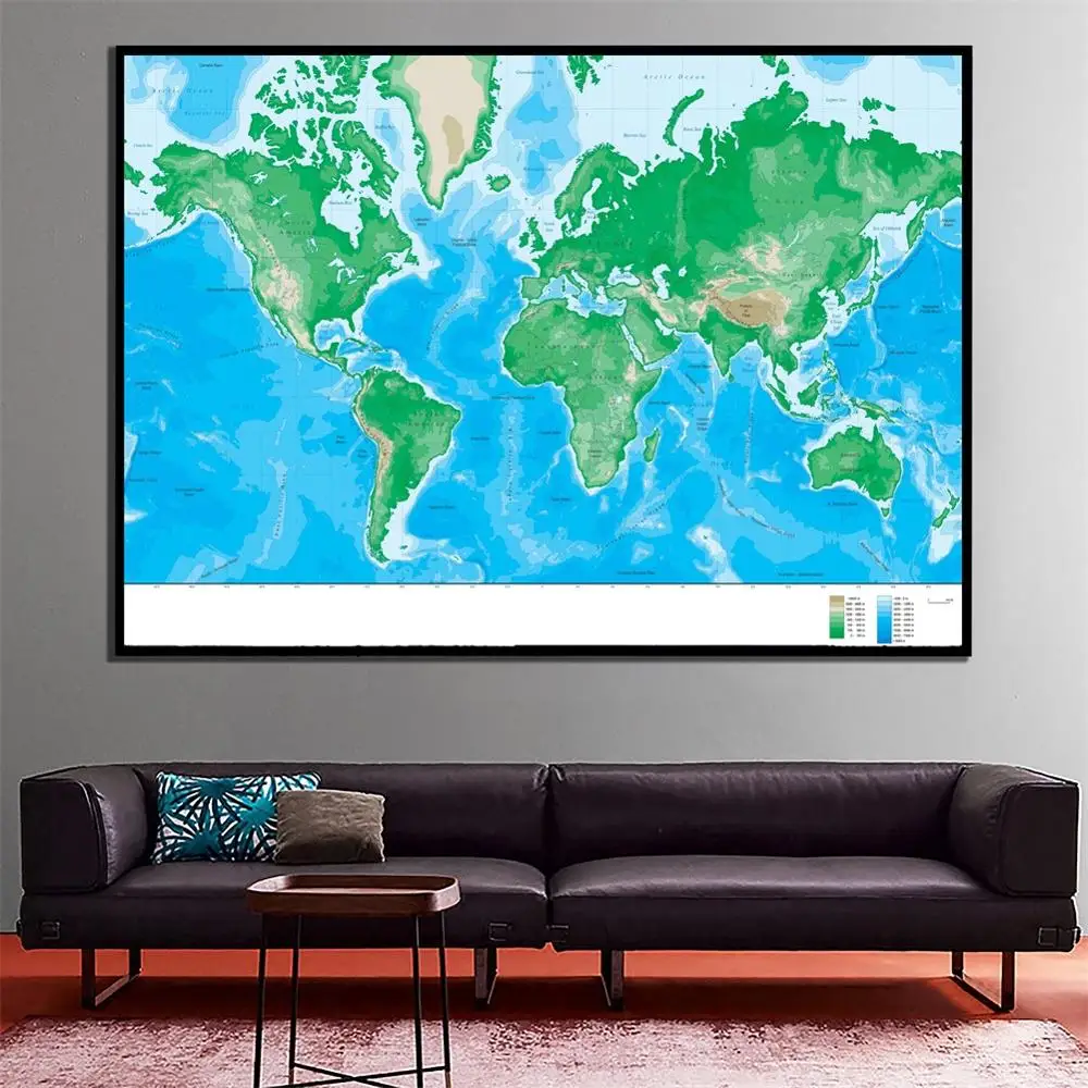 A2 Size World Elevation Map Waterproof Fine Canvas Wall Map Spray Painting For Home Decor Crafts
A2 Size World Elevation Map Waterproof Fine Canvas Wall Map Spray Painting For Home Decor Crafts