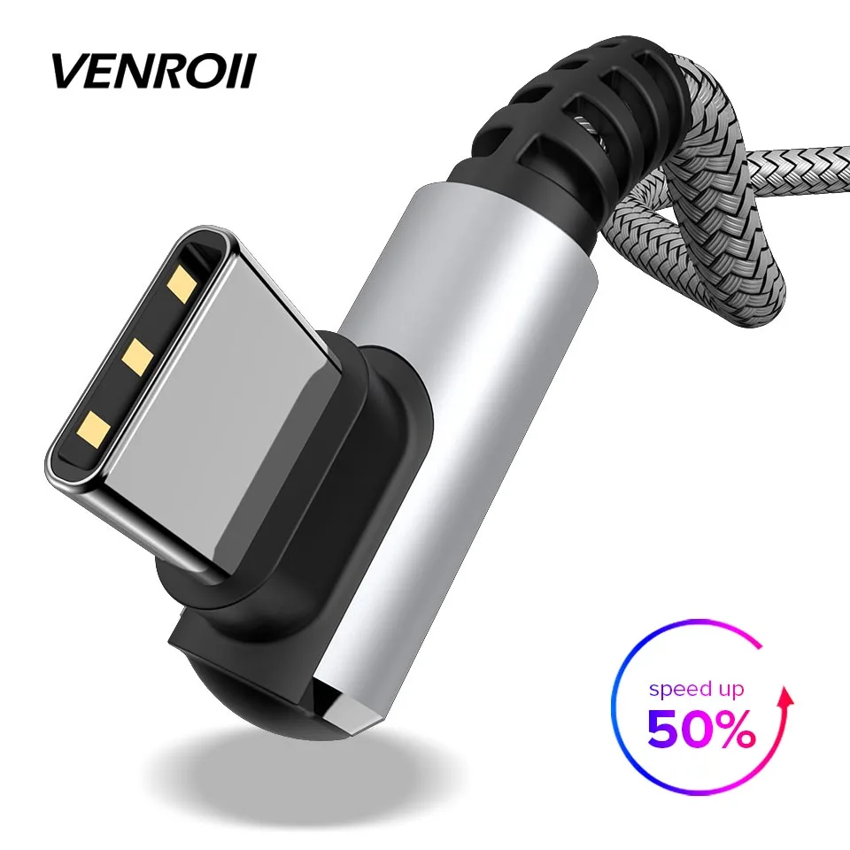 USB Type C кабель Venroii 3A для передачи данных Samsung S8 Xiaomi Mi Mix Max 3 8 USBC Huawei P20 Lite Mate 20 Oneplus 6