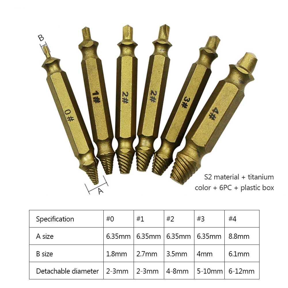 4/5/6 Pieces Of Broken 4341/s2/4241 Screw Extractor Drill Bit Extractor Drill Tool Damaged Reduction Bolt Extractor Remover Tool
4/5/6 Pieces Of Broken 4341/s2/4241 Screw Extractor Drill Bit Extractor Drill Tool Damaged Reduction Bolt Extractor Remover Tool
