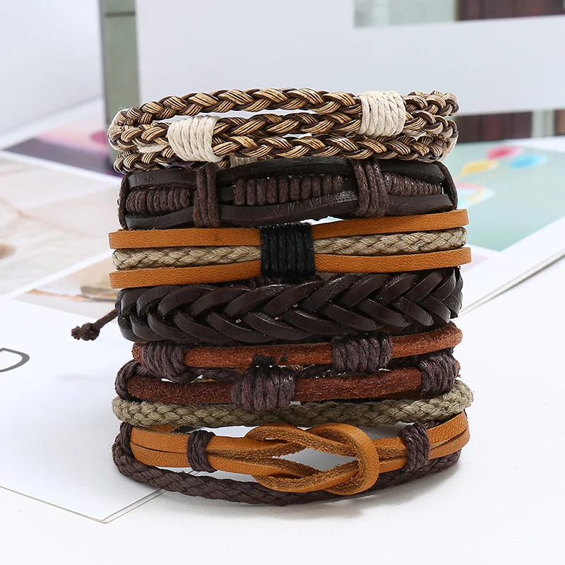 AJC Weaving leather suit bracelet European and American fashion men's jewelry DIY 6pcs leather bracelet jewelry
AJC Weaving leather suit bracelet European and American fashion men's jewelry DIY 6pcs leather bracelet jewelry