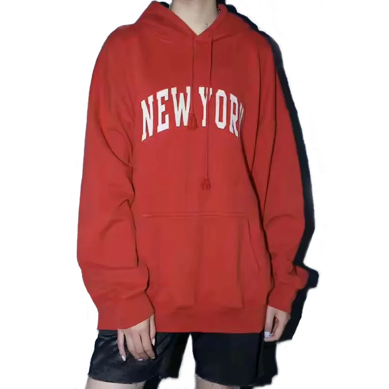 Женская толстовка с капюшоном с вышитыми буквами, темно-красный цвет 
Женская толстовка с капюшоном с вышитыми буквами, темно-красный цвет