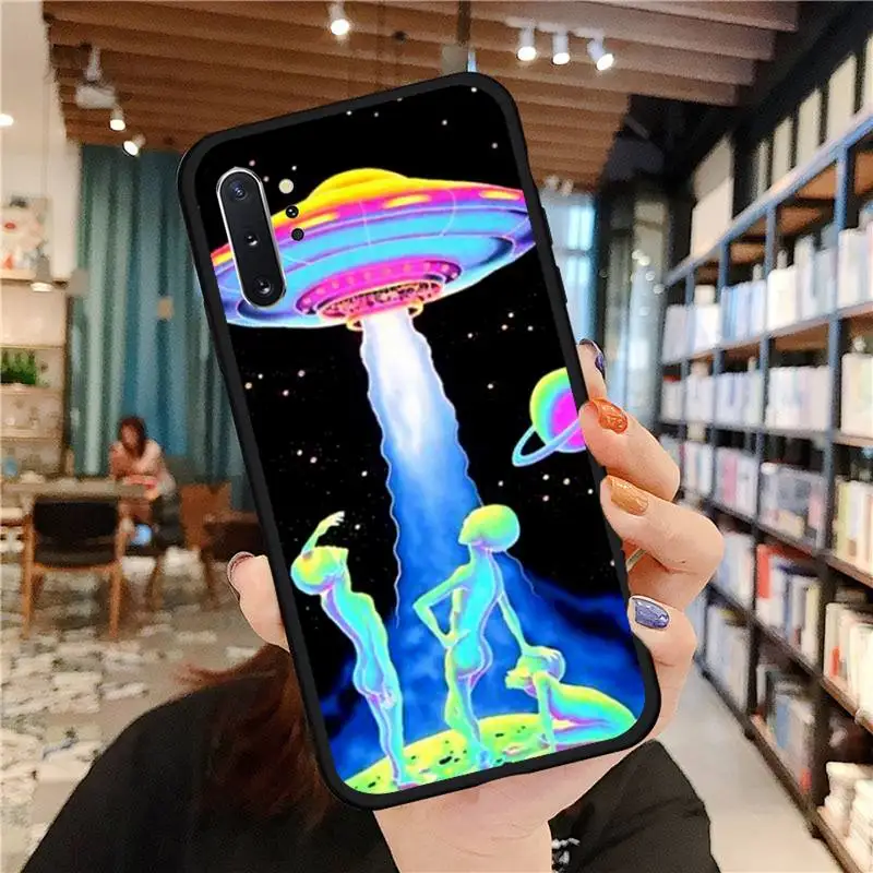 Чехол для телефона Alien Art Black funny Samsung Galaxy S8 S9 S10 Plus S10E Note 3 4 5 6 7 8 9 10 Pro Lite | Мобильные