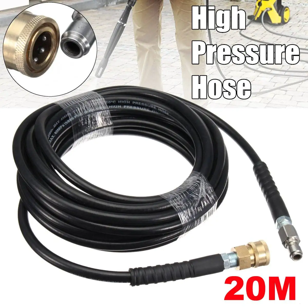 20M High Pressure Washer Hose Pipe 3/8" Quick Connect Adapter Car Washer Water Cleaning Extension Hose for High Pressure Cleaner 
20M High Pressure Washer Hose Pipe 3/8" Quick Connect Adapter Car Washer Water Cleaning Extension Hose for High Pressure Cleaner