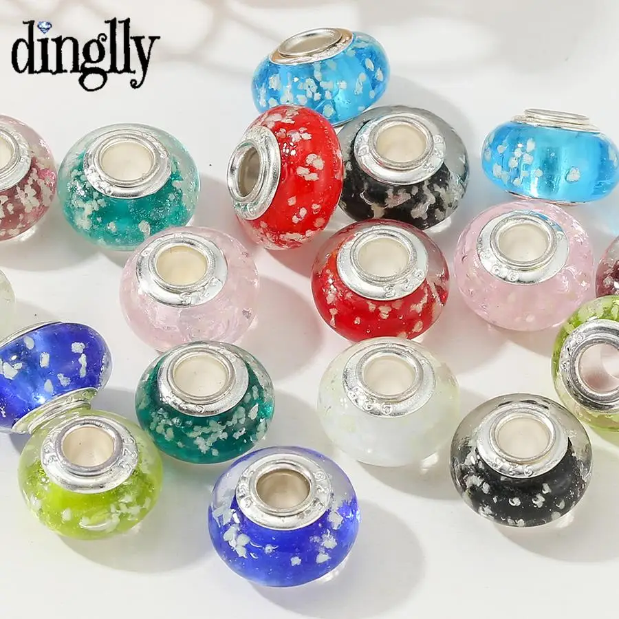 Dinglly 10pcs/lot Luminous Glass Beaded 9 Color Large Hole Beads Fit Diy Bracelet Bangle Original Beads Jewelry Making Accessory 
Dinglly 10pcs/lot Luminous Glass Beaded 9 Color Large Hole Beads Fit Diy Bracelet Bangle Original Beads Jewelry Making Accessory