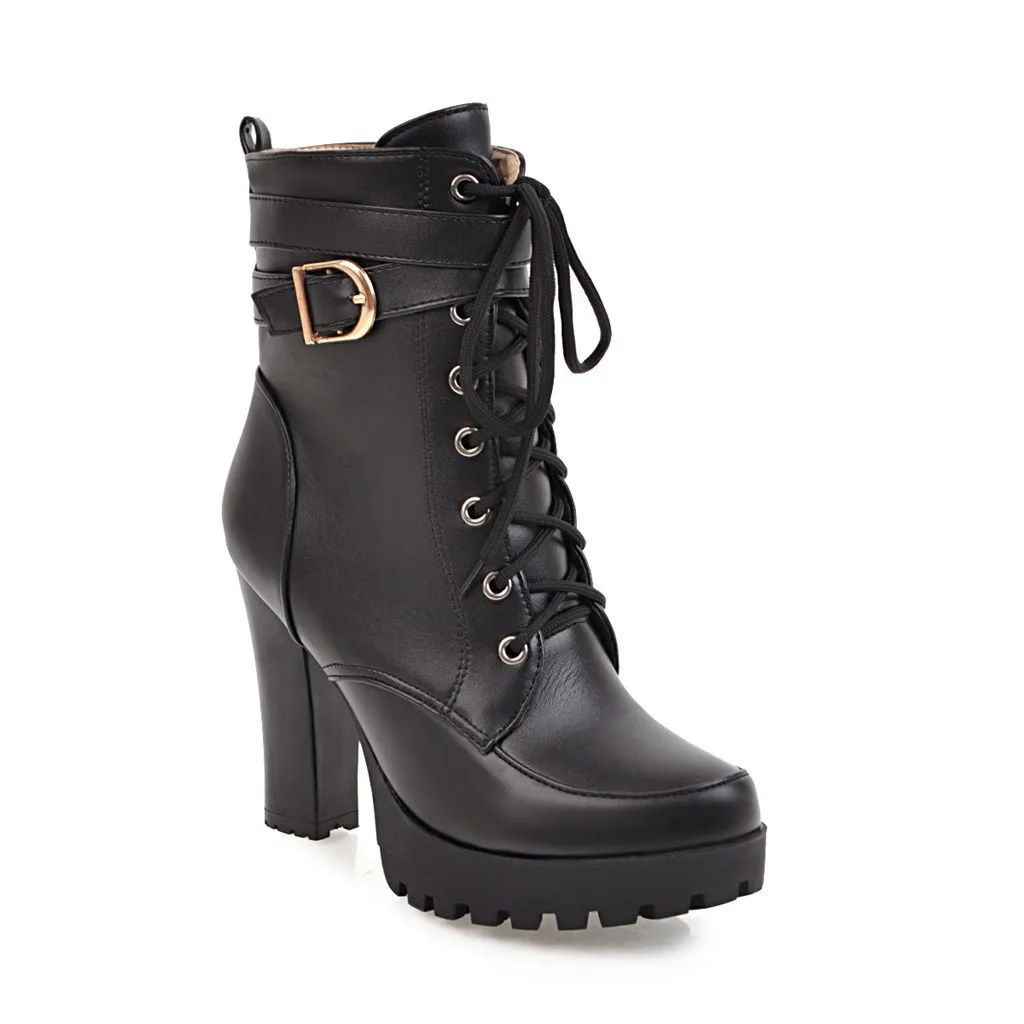 High Heels Women Ankle Boots Lace Up Fall Winter Platform Ladies Boots Large Size Fashion Shoes White Black Brown 659
High Heels Women Ankle Boots Lace Up Fall Winter Platform Ladies Boots Large Size Fashion Shoes White Black Brown 659