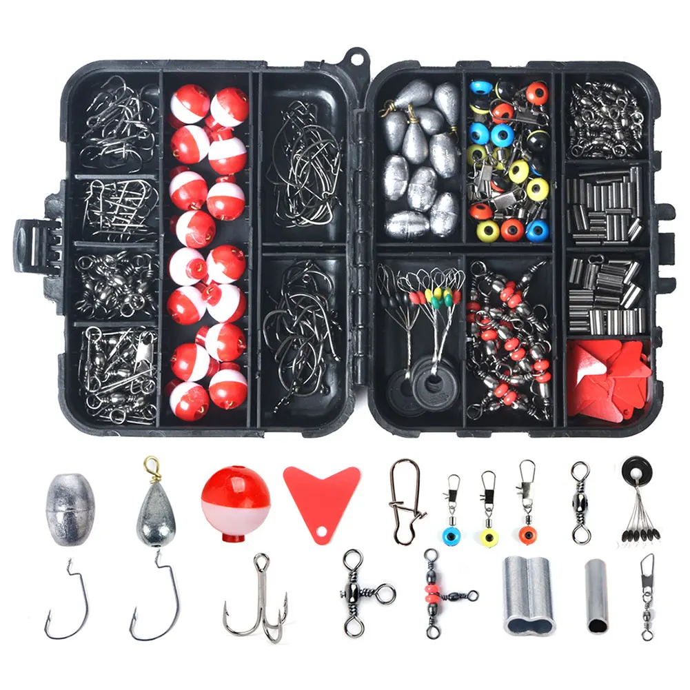 Fishing Kit with Fishing Tackle Box Fish Hook Fishing Swivels Snaps Sinker Slides Fishing Gear High Recommend Practical 
Fishing Kit with Fishing Tackle Box Fish Hook Fishing Swivels Snaps Sinker Slides Fishing Gear High Recommend Practical