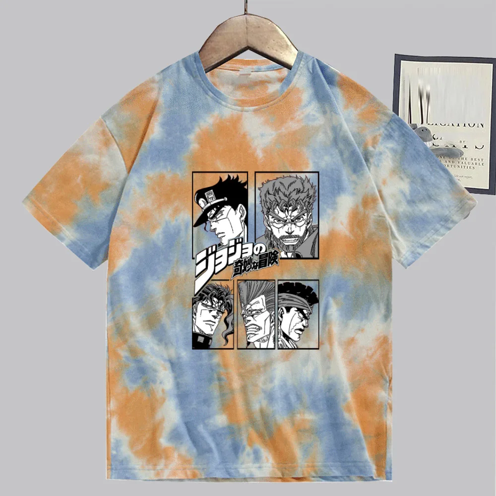 JOJO Anime T-shirt Fashion Short Sleeve O-neck Casual Tie Dye Uniex Cloths