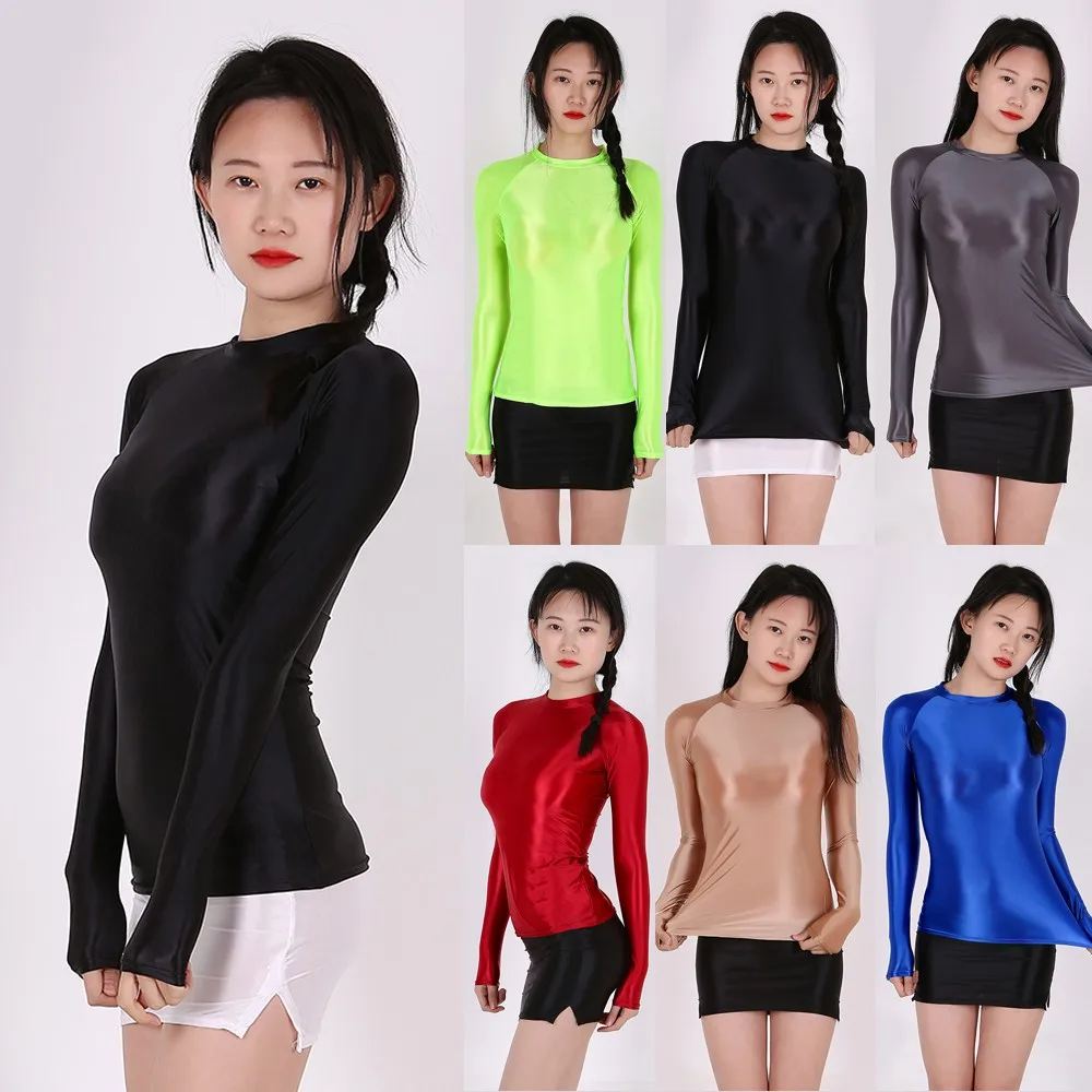 Women Glitter Oil Shiny Glossy Blouse Shirt Yoga Gym Stretch Slim Tops Swimwear Brazilian Bathing Suit Summer Beachwear 2021 Hot
Women Glitter Oil Shiny Glossy Blouse Shirt Yoga Gym Stretch Slim Tops Swimwear Brazilian Bathing Suit Summer Beachwear 2021 Hot