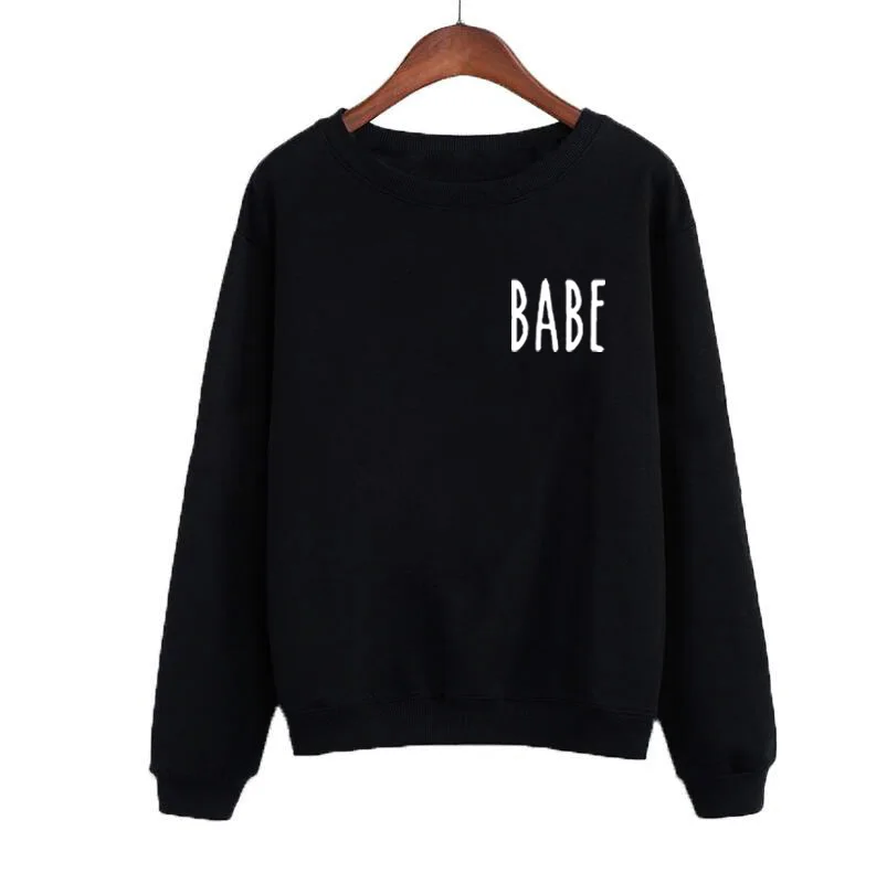 Черный, Белый свитшот Moletom BABE с карманом и принтом, осенняя женская мода, флисовые толстовки, Пуловеры с круглым вырезом
Черный, Белый свитшот Moletom BABE с карманом и принтом, осенняя женская мода, флисовые толстовки, Пуловеры с круглым вырезом