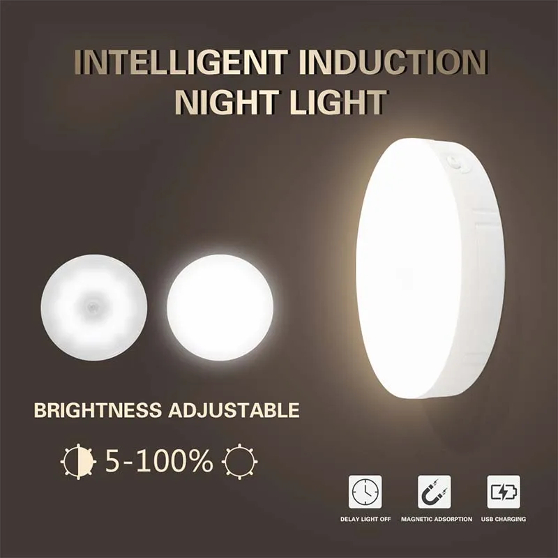 LED Night Lights USB Rechargeable Dimmable PIR Motion Sensor Night Lamp For Home Room Bedroom Kitchen Wireless Closet Light
LED Night Lights USB Rechargeable Dimmable PIR Motion Sensor Night Lamp For Home Room Bedroom Kitchen Wireless Closet Light