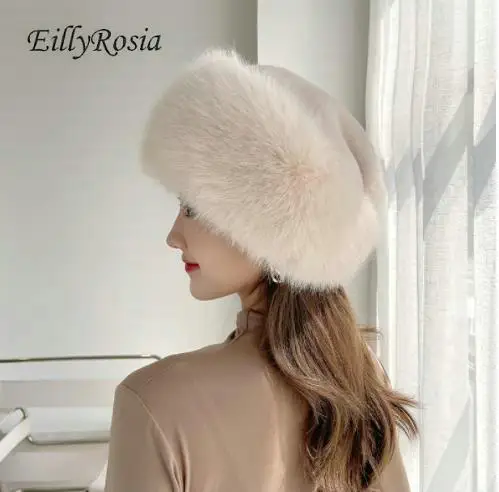 Faux Fox Fur Russian Hat Ushanka Women Winter Warm Fluffy Stylish Female Cap Fashion Dome Fur Hats Mongolian Beret
Faux Fox Fur Russian Hat Ushanka Women Winter Warm Fluffy Stylish Female Cap Fashion Dome Fur Hats Mongolian Beret