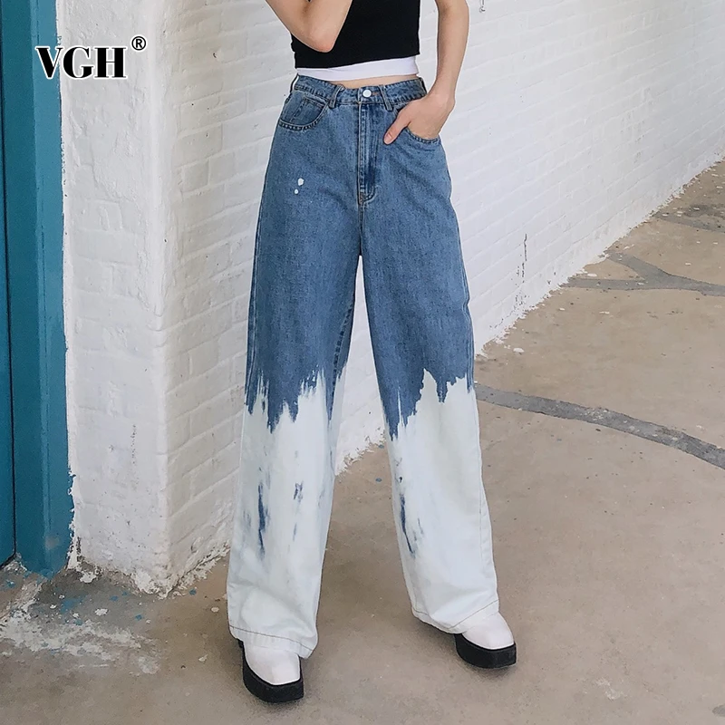 VGH Casual Print Tie Dye Jeans For Women High Waist Patchwork Hit Color Straight Denim Wide Leg Pants Female Fashion New Clothes
VGH Casual Print Tie Dye Jeans For Women High Waist Patchwork Hit Color Straight Denim Wide Leg Pants Female Fashion New Clothes