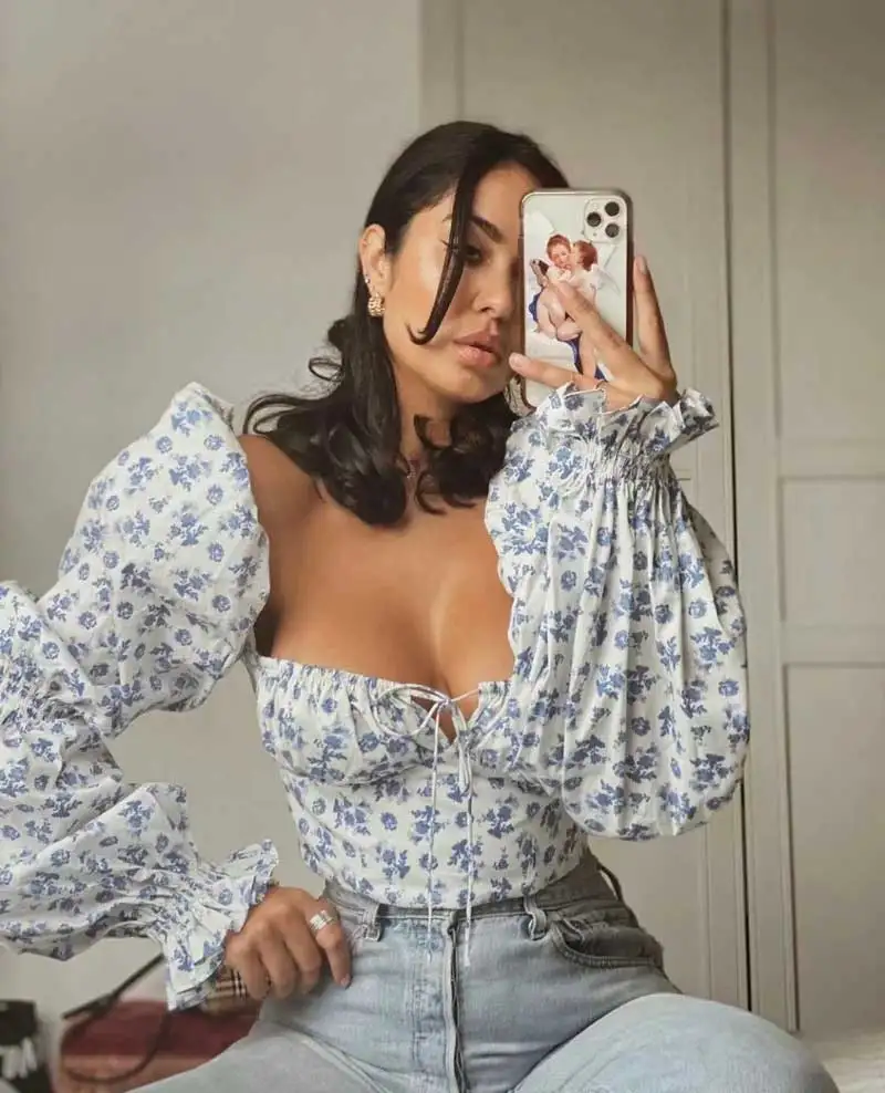 SALEQI blue white floral crop top women sexy long sleeve cotton blouse women 2021 spring summer tops new ladies blouse
SALEQI blue white floral crop top women sexy long sleeve cotton blouse women 2021 spring summer tops new ladies blouse